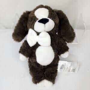 Little Miracles Brown White Puppy Dog with Bow Tie Plush 11" Stuffed Lovey NWOTs